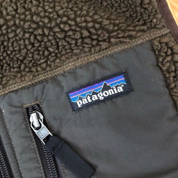 Patagonia Women’s Deep Pile Retro X Sherpa Fleece Vest Brown Gray Size SMALL - Picture 4 of 9